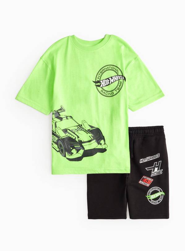 Hot Wheels Neon Green T-Shirt &. Shorts Set 7 years